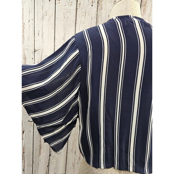 MDS Women's 4 Faithfull The Brand‎ Olson Tie Front Blouse St. Vincent Stripe Top - Picture 5 of 9